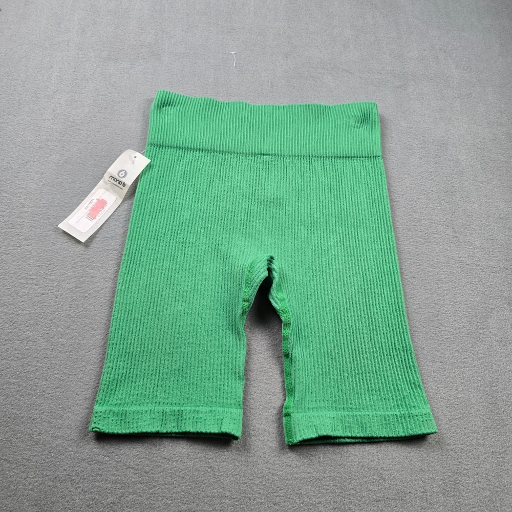 Mono B Womens Apple Green Ribbed Seamless Biker Shorts APH3222 Small NWT - Picture 8 of 8